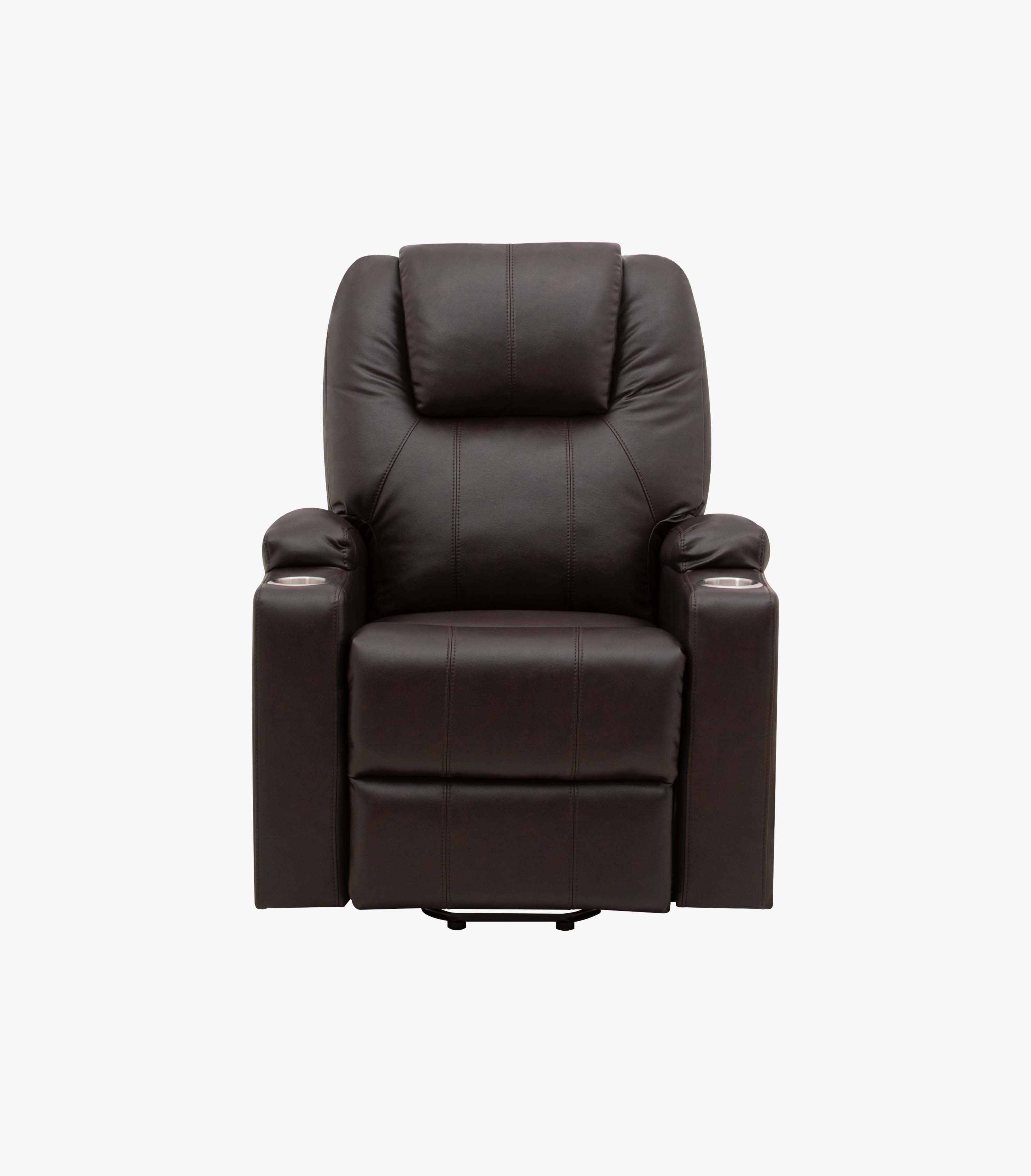 Vista frontal del Sillón Reclinable Phoenix color chocolate